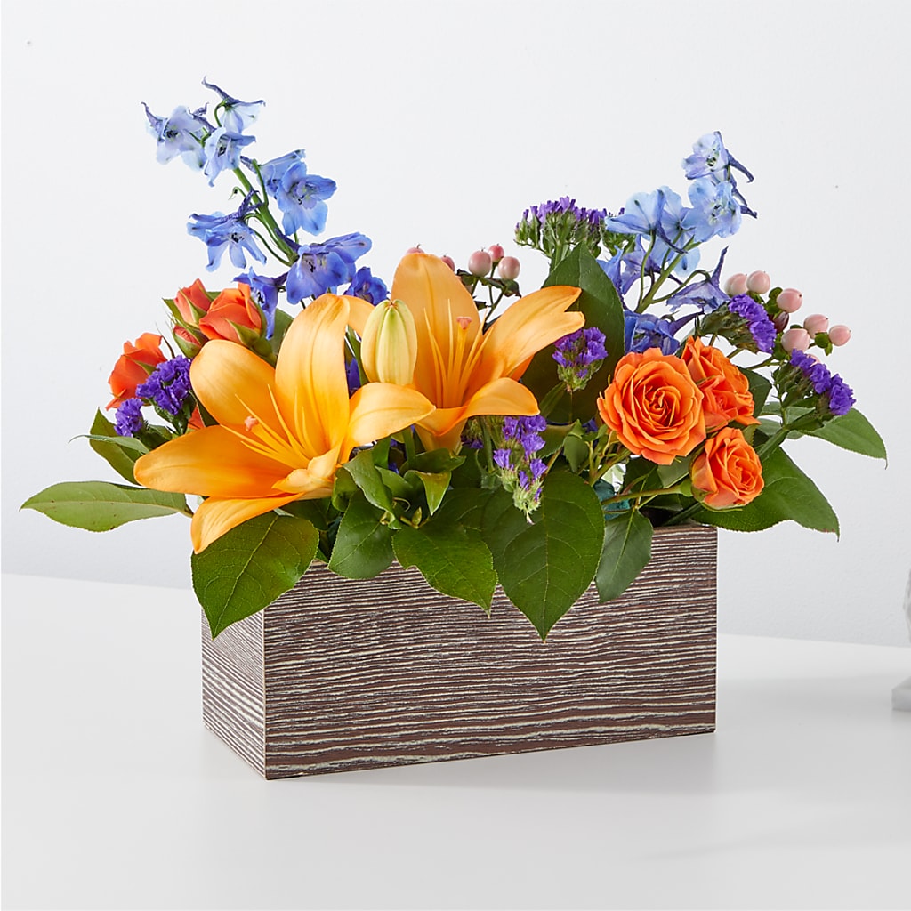 Radiant Citrus Box Bouquet – GLAMMY'S FLOWER GARDEN, Fayette AL