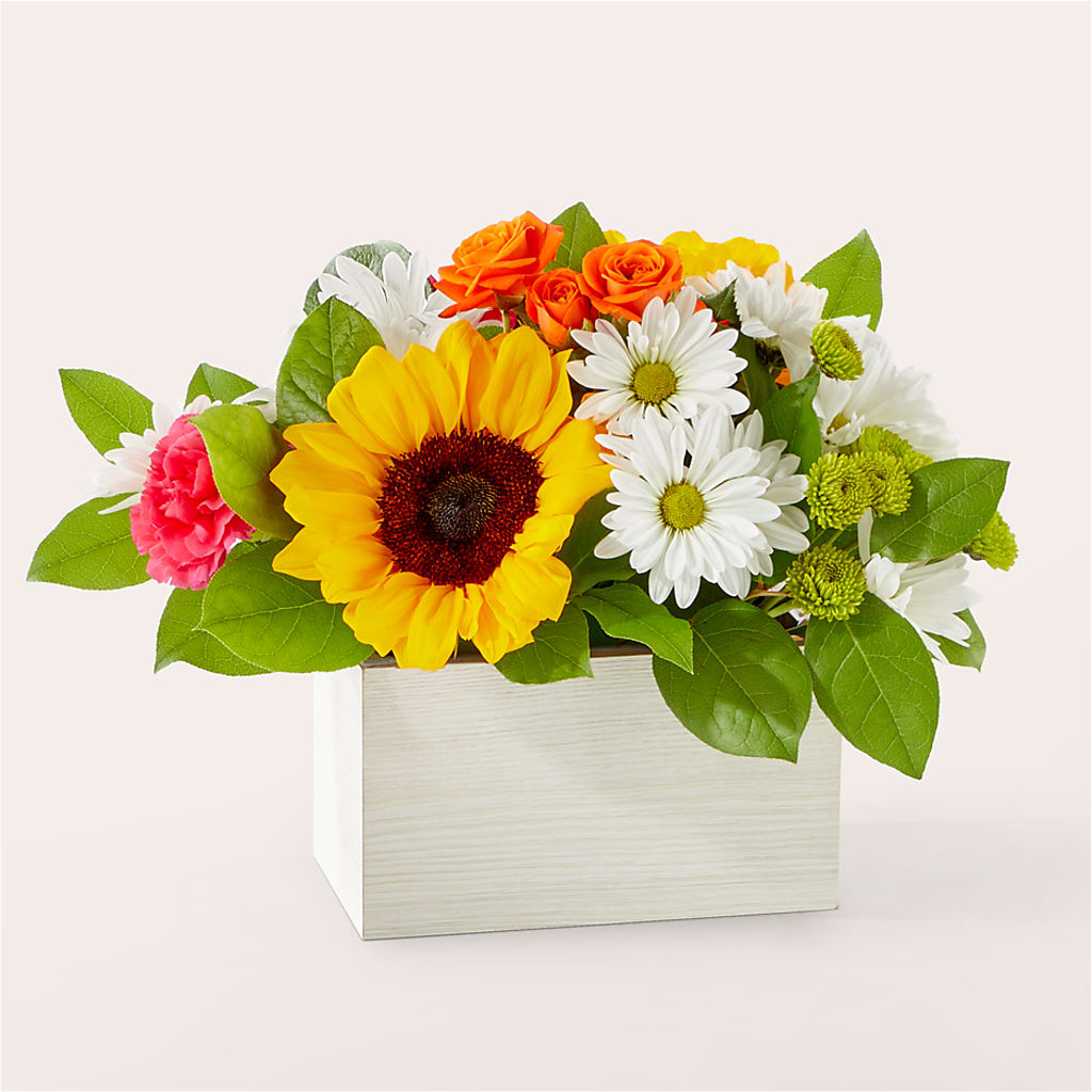 Sun-drenched Blooms Box Bouquet – GLAMMY'S FLOWER GARDEN, Fayette AL