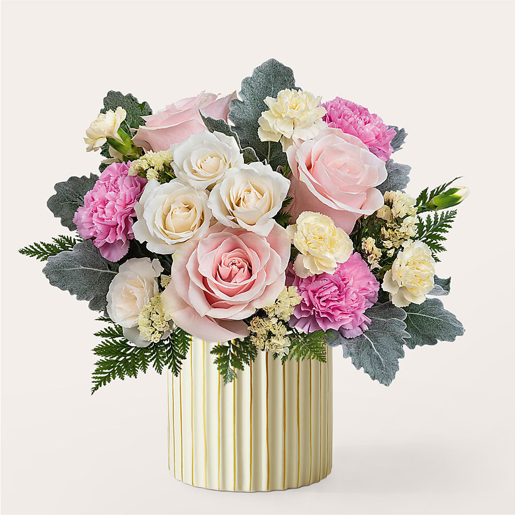Blissful Moments Bouquet with Ivory Vase – GLAMMY'S FLOWER GARDEN, Fayette AL