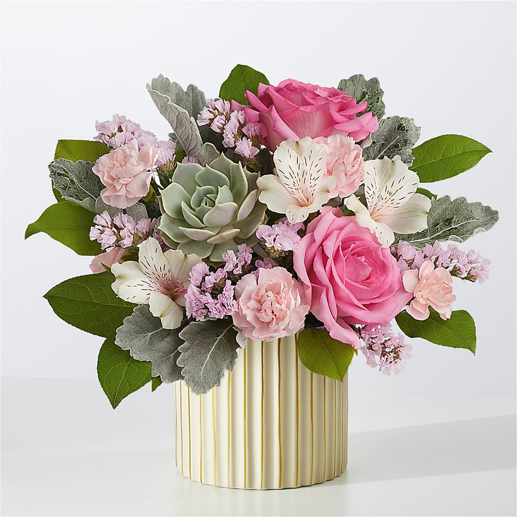 Dusty Rose Bouquet with Ivory Vase – GLAMMY'S FLOWER GARDEN, Fayette AL