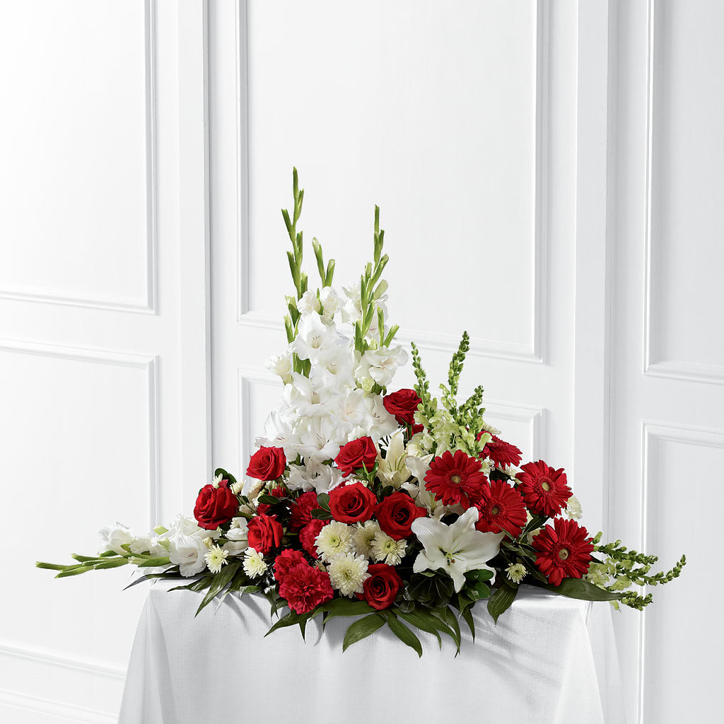 Crimson & White Arrangement – GLAMMY'S FLOWER GARDEN, Fayette AL