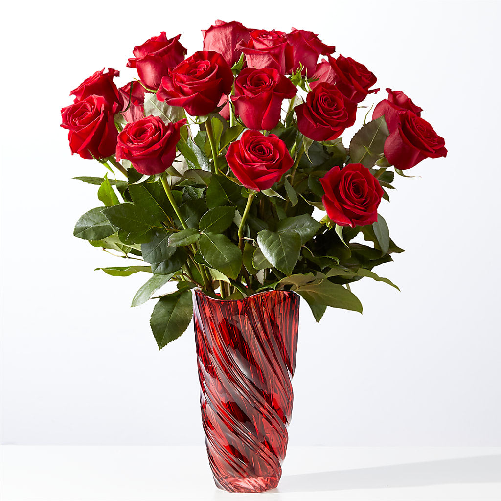 Classic Love Red Rose Bouquet with Luxe Swirl Vase – GLAMMY'S FLOWER GARDEN, Fayette AL