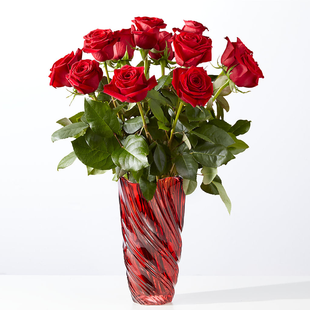 Classic Love Red Rose Bouquet with Luxe Swirl Vase – GLAMMY'S FLOWER GARDEN, Fayette AL