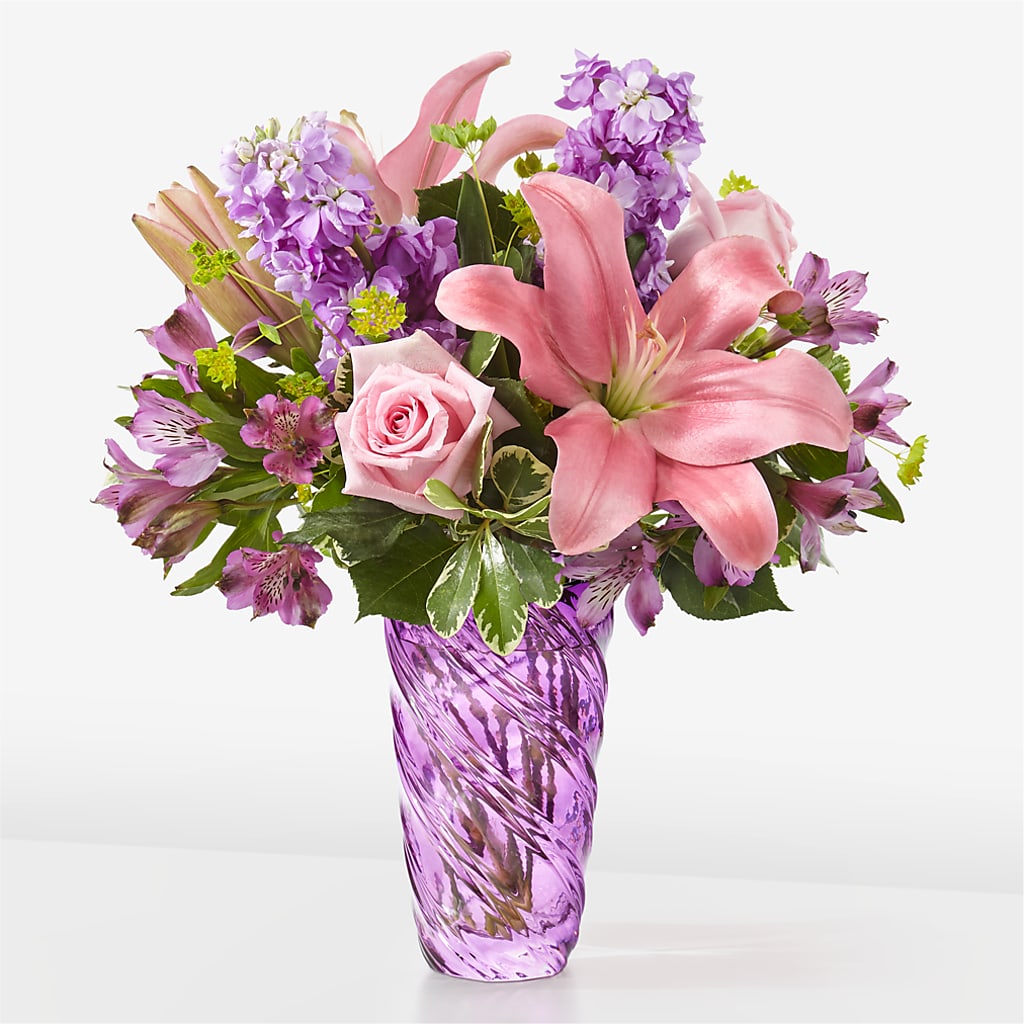 Precious Petals Bouquet with Luxe Swirl Vase – GLAMMY'S FLOWER GARDEN, Fayette AL