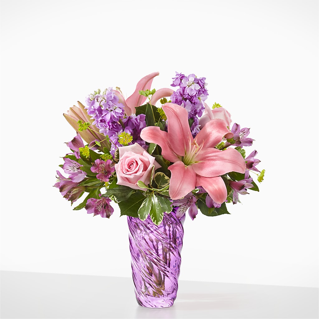 Precious Petals Bouquet with Luxe Swirl Vase – GLAMMY'S FLOWER GARDEN, Fayette AL