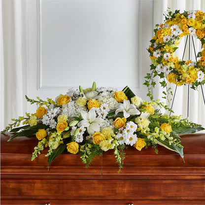 Golden Harmony Casket Spray – GLAMMY'S FLOWER GARDEN, Fayette AL