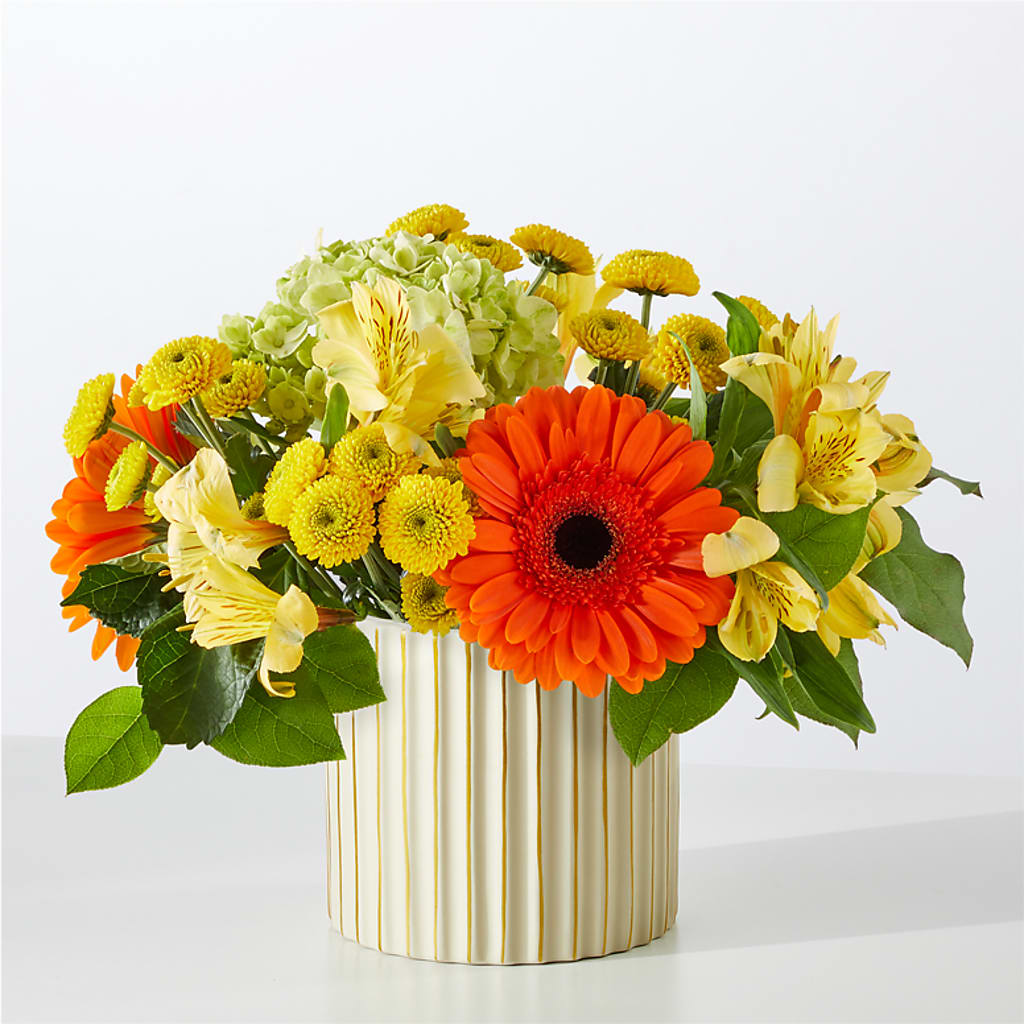 Autumn Sunshine Bouquet with Ivory Vase – GLAMMY'S FLOWER GARDEN, Fayette AL