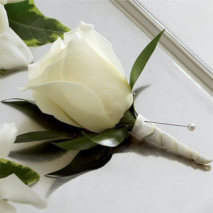 White Rose Boutonniere – GLAMMY'S FLOWER GARDEN, Fayette AL